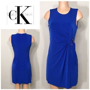 Calvin Klein blue faux wrap dress. Size 4. NWOT